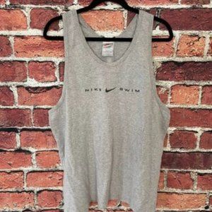 Vintage Nike Swim Tank Top 90s Beach Swimming Shirt Women Size 0.5 Swoosh Gray